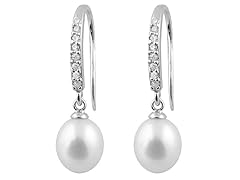 CZ Pearl Hook Earrings