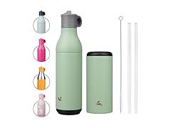 Stainless Steel Water Bottle with Straw Macaron Green