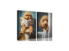 Funny Bathroom Dog Canvas Wall Art