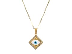 18K Gold Plated Evil Eye Square Necklace