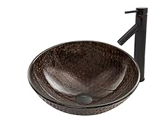 VIGO Copper Shield Glass Vessel Sink and Dior Faucet Set
