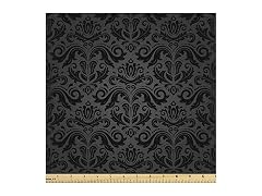 Ambesonne Dark Grey Fabric by The Yard, Black Damask