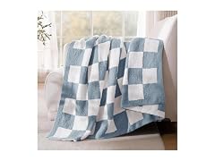 Exclusivo Mezcla Checkered Blanket Blue