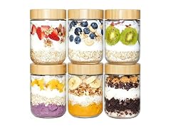 Vtopmart 6 Pack 16oz Glass Oats W/ Bamboo Lids