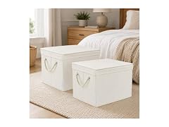 Suptinwear 2 Pack Large Storage Bins with Lids Ivory