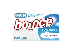 Bounce Free & Gentle Dryer Sheets, Unscented, 240 Count