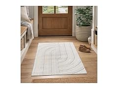 2x3 Ivory Waves Stripes Geometric Mat