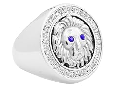 Stainless Steel Blue CZ Lion Ring