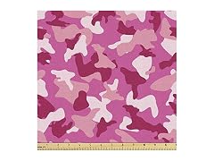 Ambesonne Camo Print Fabric by The Yard, Pink