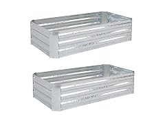 Sunnydaze Rectangle Galvanized Steel Garden Beds, 2pk