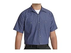 Red Kap Men's Shirt Grey/Blue Stripe (M)
