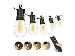 Brightever LED Outdoor String Lights, 50FT with Remote