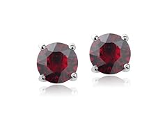 CZ Round Ruby Earrings