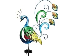42" Solar Iron LED Peacock Stake