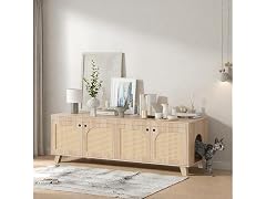 FONTOI Rattan Cat Litter Box Enclosure with Decorated Doors
