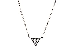 Black Ion Sterling Silver CZ Traingle Cable Necklace