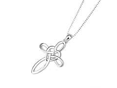 White Gold Plated Celtic Cross Necklace