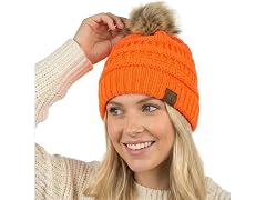 C.C Women (OS) Fuzzy Lined Cable Knit Beanie