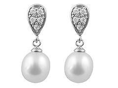 Fancy CZ & Pearl Earrings