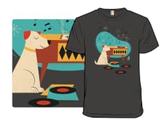 Dog Listening to Music Records