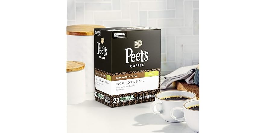 Peet's Coffee Decaf House Blend K-Cup Pods - 60 Count - Dark Roast - Keurig Compatible