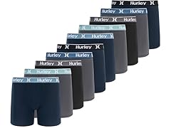 Hurley Men's 10 Pack Solid Boxer Briefs