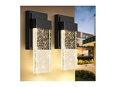BesLowe Outdoor Wall Light Fixtures with Crystal Bubble Glass
