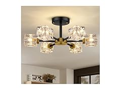 GoBright Black Modern Chandelier, 6-Light Crystal