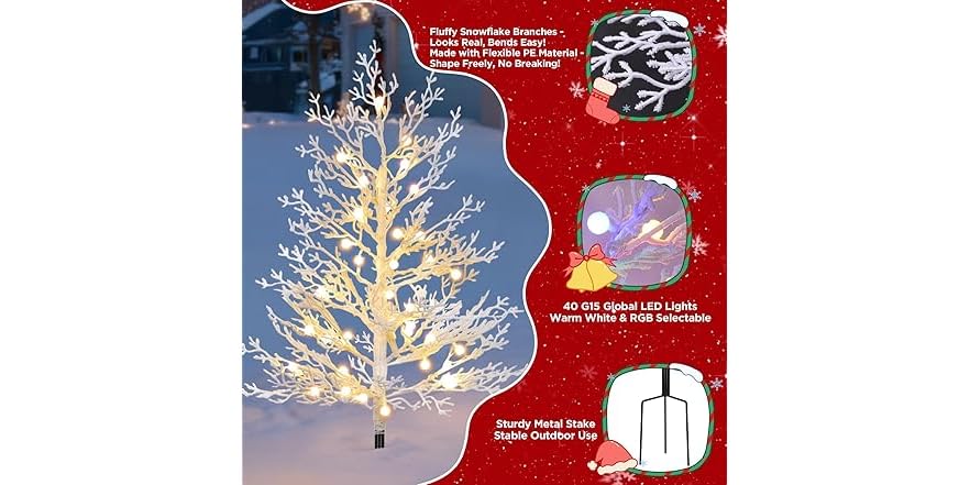 Brightever 3FT Small Christmas Tree with Lights, Pre-lit