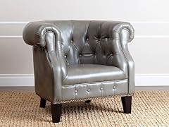 Cabo Fabric Nailhead Trim Armchair, Grey