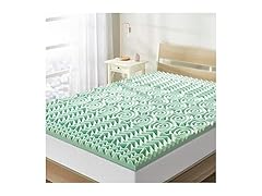Mellow 1.5 Inch 5-Zone Memory Foam Mattress Topper, Twin XL or Queen