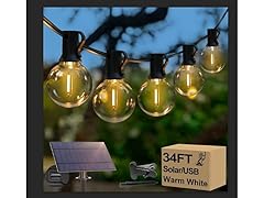 Lakumu 34FT G40 Solar String Lights, 15 LED Bulbs