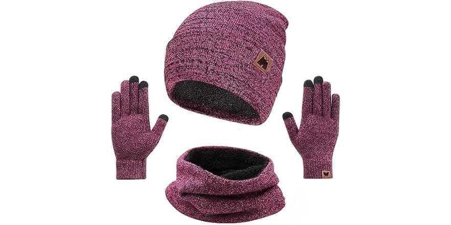 Winter Beanie Scarf Gloves Set 3-piece Mysuntown 3-Piece Winter