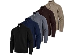 3Pk Mens Fleece Quarter Zip Sweaters