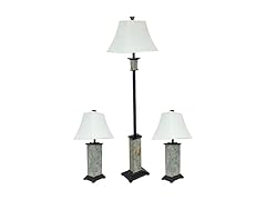 Sunnydaze Decor GSI-7971 Slate 3 Piece Lamp Set Grey