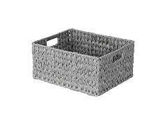 JS HANGER Large Woven Rattan Storage Basket  Grey