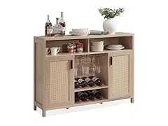 Alaxgumrol Rattan Bar Cabinet, Oak