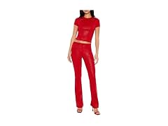 Forever 21 Women (L) Contour Sculpt Pants Dark Red
