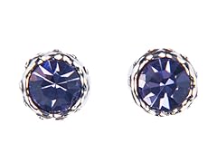 White Gold Purple Rhinestone Stud Earrings