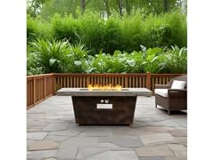 42" Rect Metal Propane Fire Table + Lid