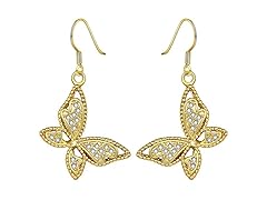 Pave Butterfly Drop Earrings- Pick Color