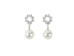 Silver CZ & Mother of Pearl Earrings