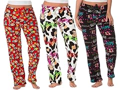 Betty Boop 3-Pack Plush Pants Red/Camel/Black