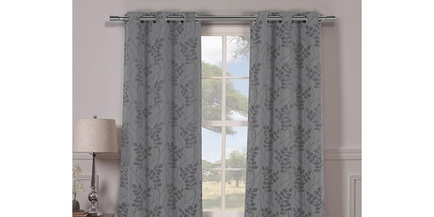 Pairs To Go 84-in Grey Striped Light Filtering Top Tab Curtain Panel Pair 15999060X084GRE at