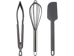 Stainless Steel Silicone Tipped Kitchen & BBQ Tongs Set, 3 Pc
