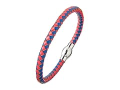 Red & Blue Leather Braided Bracelet