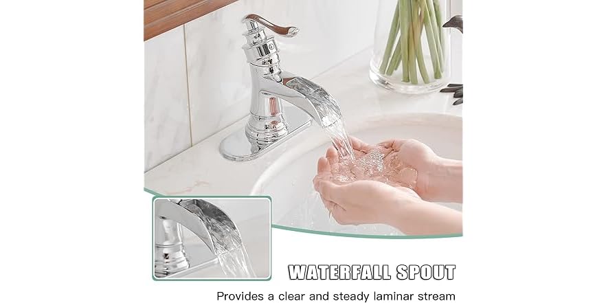 BWE Bathroom Faucet Chrome Waterfall Faucet