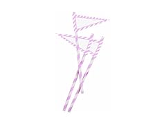 12 Count Retro Paper Straws with Banners, Pink