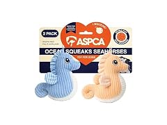 ASPCA 2 Pack Plush Dog Toy with Squeaker, Sea Horse