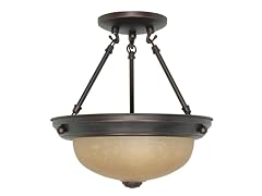 2-Light 11" Semi-Flush, Mahogany Bronze